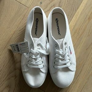 New Superga White Canvas Platform Size 40 / 9 W